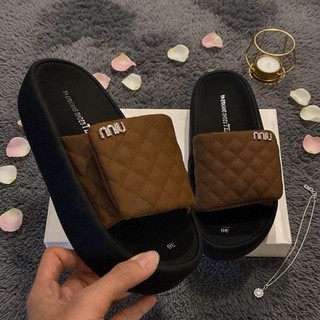 Dép Nữ IGU quai xé dán thêu chỉ cao 5cm da mềm êm nhẹ chân mũi tròn chuẩn size