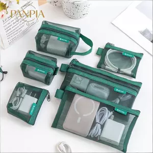 PNPIA- 6 Túi đựng lưới trong suốt Dụng cụ sắp xếp đa năng di động cho đồ vệ sinh Điện tử Du lịch tại nhà