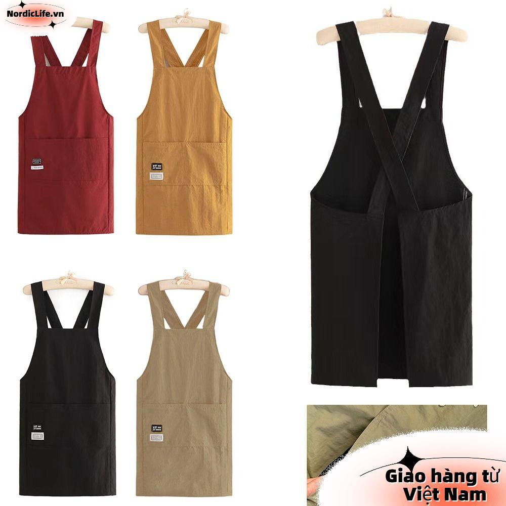 [COD] Tạp dề NORDICLIFE, Smock nhà bếp không tay chống thấm nước, Phong cách dây đeo chéo Chống bẩn Nail Art Cafe Bảo hộ lao động