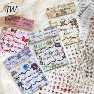 JIANWU Retro Note Series Vintage Hoa Bướm Số Phong Cảnh Chất Liệu Cắt Dán PET Miếng Dán Sách Sáng Tạo Tạp Chí Văn Phòng Phẩm