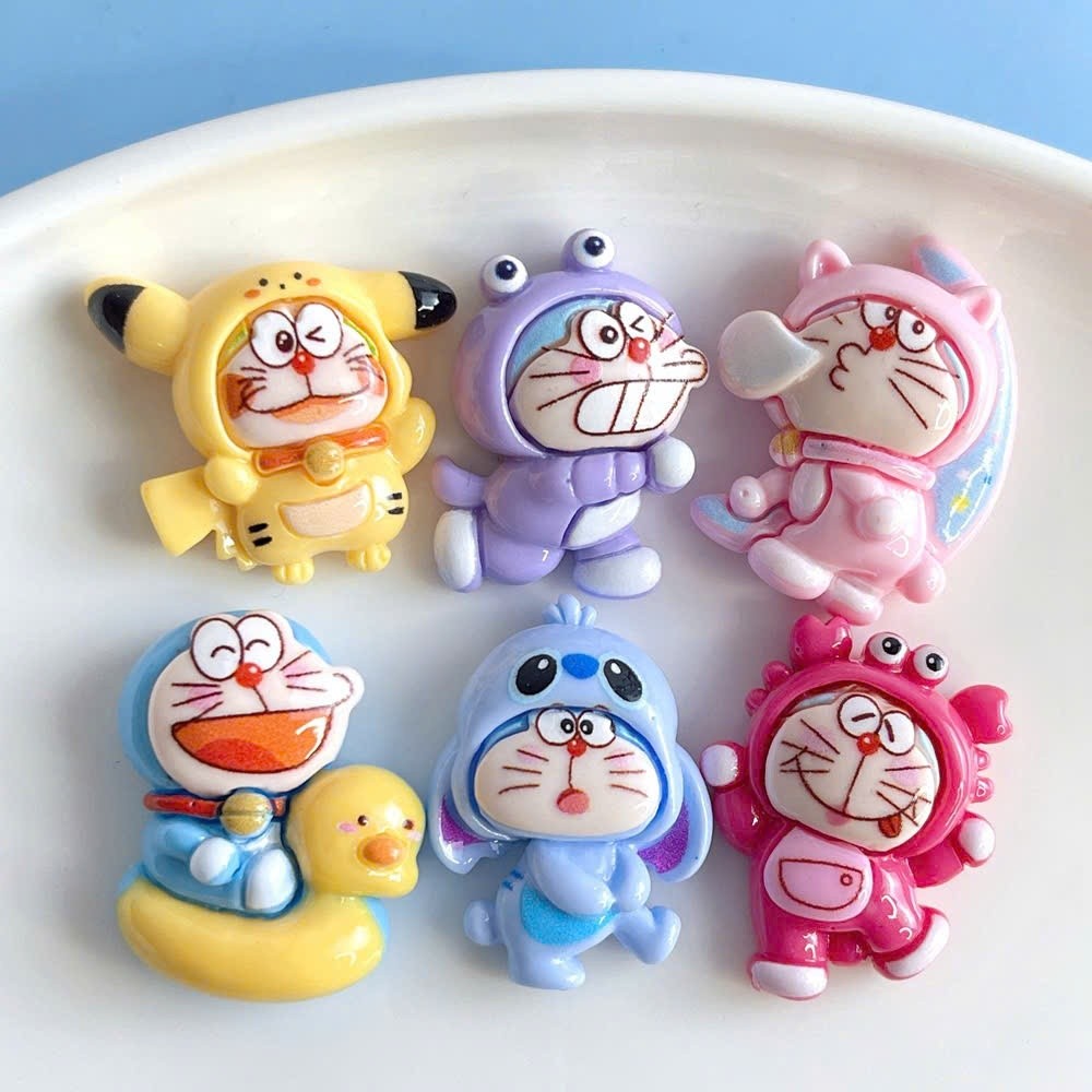 Set Charm Doraemon Cosplay Kawaii 🌈✨ Charm Mèo Máy Doraemon Mix Pikachu, Thỏ Hồng Và Khủng Long Cute Gắn Dép Style Hàn Q