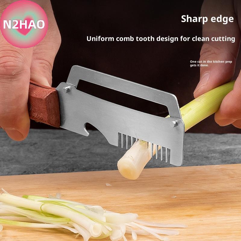 Thiết kế 3 trong 1 bằng thép không gỉ N2HAO có tay cầm bằng gỗ thoải mái để chuẩn bị nhà bếp dễ dàng n