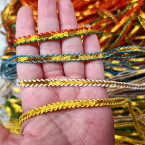 5mm Vàng Bạc Dây Cắt Tỉa Với Ren Quần Áo Phụ Kiện Thẳng Phẳng Vàng Ren Nhiều Màu Sắc Cạnh Vàng Ren Đôi Hạt Với Cắt Tỉa NNKY