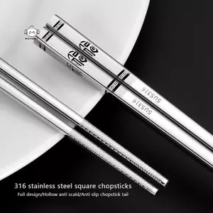 Maybest 316 Thép Không Gỉ Chopsti Khắc Laser Trung Quốc Chopstis Chống Trượt Hộ Gia Đình Kim Loại Có Thể Tái Sử Dụng Chopsti Bộ Đồ Ăn Nhà Bếp {VN}