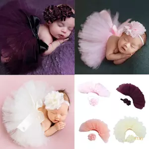 Ở Lại 2 Chiếc Bé Gái Tiệc Tutu Váy Và Băng Đô Trang Phục Thoáng Khí Vải tuyn Phù Hợp Với Băng Đô Quấn Tóc Đạo Cụ Cho Trẻ Sơ Sinh