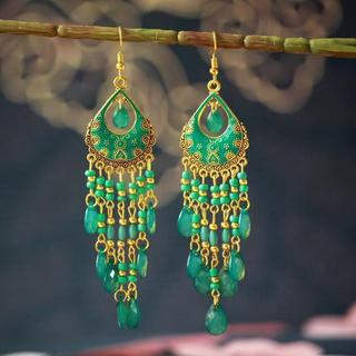 Bông tai hạt bohemian phong cách dân tộc mới, duyên dáng