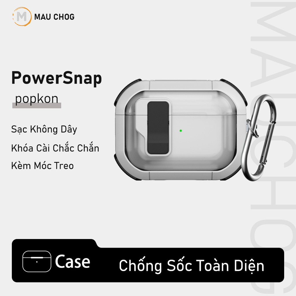 Ốp Trong Suốt Chống Sốc Có Khóa Cài Nam Châm Từ Tính Kèm Móc Treo Cho Airpods Pro 3 2 Airpods 4