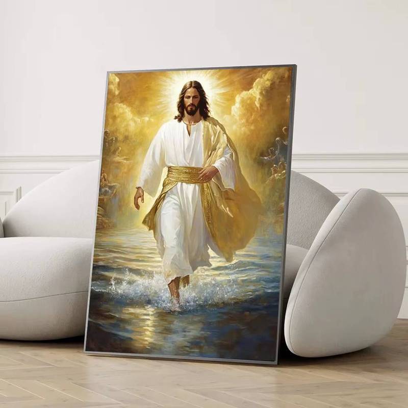 Chúa Giêsu Đi Bộ Trên Nước Áp Phích Tôn Giáo Trang Trí Nhà Thiên Chúa Nghệ Thuật Chúa Giêsu Kitô Canvas Tranh Treo Tường Nghệ Thuật Trang Trí Phòng Khách
