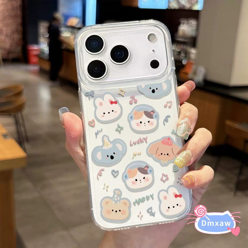 Ốp điện thoại dạng kem trắng hình động vật Graffiti dễ thương cho iPhone 17 Air 16 15 14 Plus 13 12 11 Pro Max XR XS Max X 8 7 6 6s Plus SE3 SE2 2022 2020 Vỏ mềm hình chó mèo hoạt hình