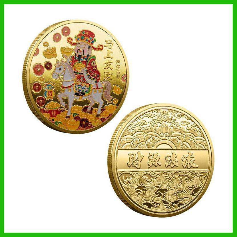 Đồng xu lưu niệm Tết Nguyên Đán Người sưu tập ngựa Đồng xu Thân thiện với du lịch May mắn quyến rũ Quà tặng cho bạn bè Thanh thiếu niên Vợ saixit2vn