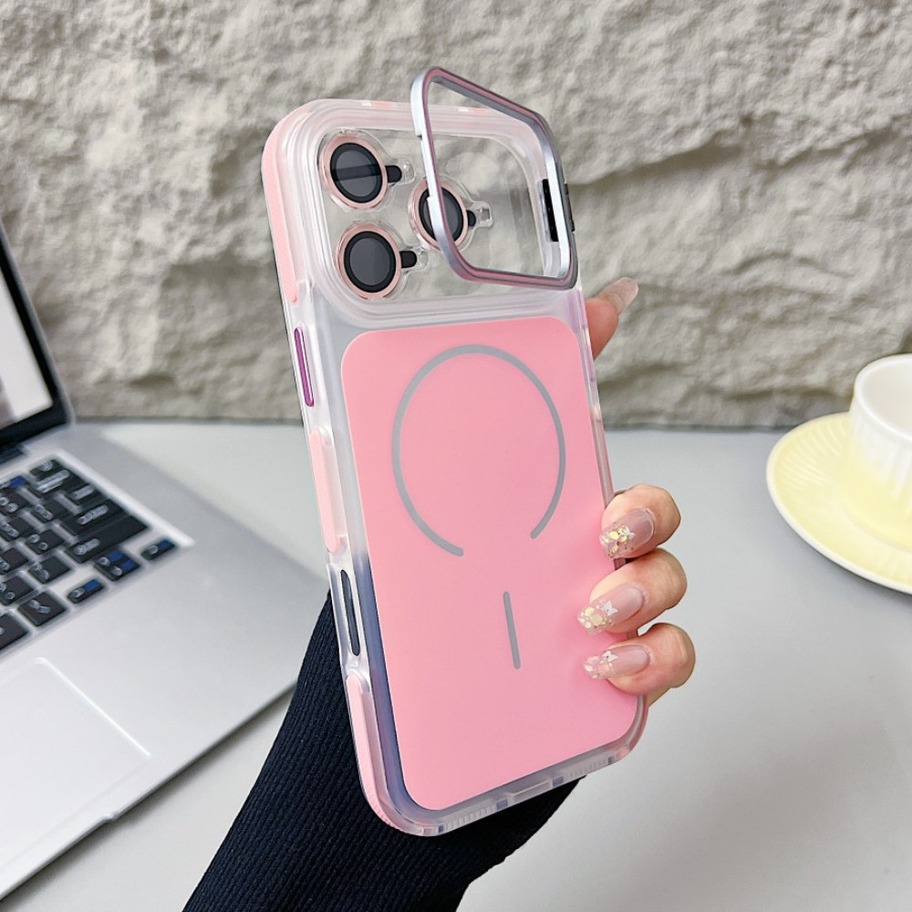 Ốp Điện Thoại Khung Mờ Có Giá Đỡ Ống Kính Mạ Điện Cho iPhone 17 16 15 Pro ProMax 17 Air 16 15 14 Plus Vỏ Chống Sốc Chống Trượt