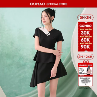 Set lẻ Áo peplum phối cổ  AF07046 - Chân váy nữ GUMAC xòe đổ sườn  VF07045