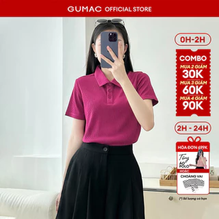 Áo polo nữ GUMAC trơn 3 nút  PLE11074