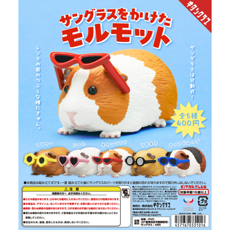 [BTF] Hàng có sẵn Nhật Bản Qitan Gashapon Kính râm Guinea Pig Guinea Pig Hamster Bán thứ hai dễ thương K8F3