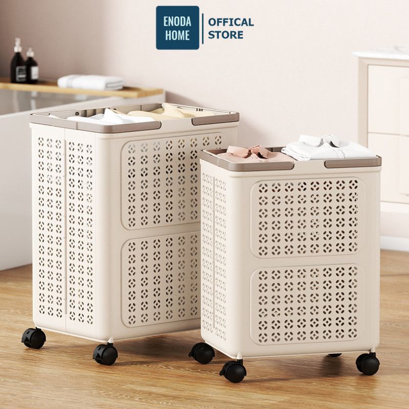 Giỏ Đựng Quần Áo Bẩn Gấp Gọn ENODA HOME, Giỏ Đựng Đồ Giặt, Quần Áo 3 Size Có Quai Cầm Và Bánh Xe Q460