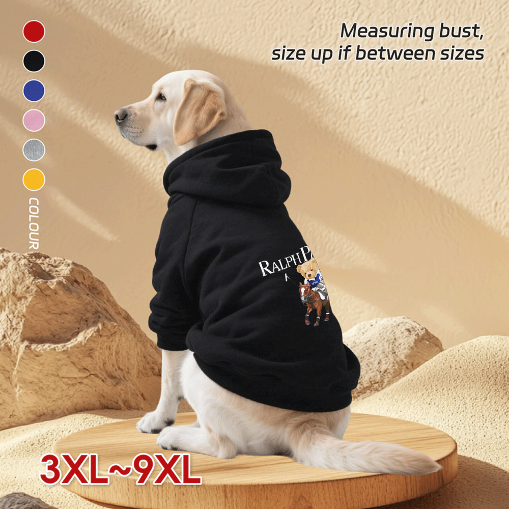 Áo Hoodie cho chó lớn 3XL-9XL, báo hồng, in hình gấu cưỡi ngựa, phong cách chui đầu, Có 6 màu, Vải mềm, Thoải mái, Ấm áp, Máy có thể giặt được, Thích hợp cho tất cả các giống chó lớn