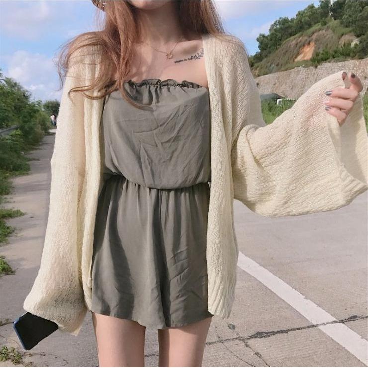Áo Khoác Cardigan Len Mỏng Cho Nữ Phong Cách Ulzzang Thích Hợp Đi Đà Lạt Đi Biển Chất Liệu Len Mỏng Thoải Mái