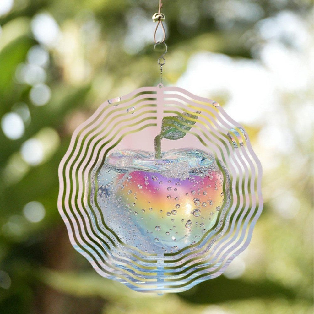 2DRainbow Halo Apple Wind Spinner Kim Loại Trang Trí Sân Vườn Cho Trong Nhà Ngoài Trời Tất Cả Các Mùa Trang Trí Ngày Lễ Giáng Sinh Phục Sinh