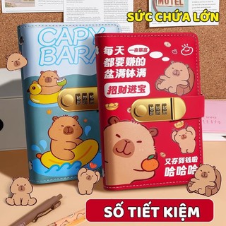 Sổ tiết kiệm đựng tiền Capybara có khóa sáng tạo – Sổ  quản lý chi tiêu xinh xắn, thử thách tiết kiệm 100 ngày