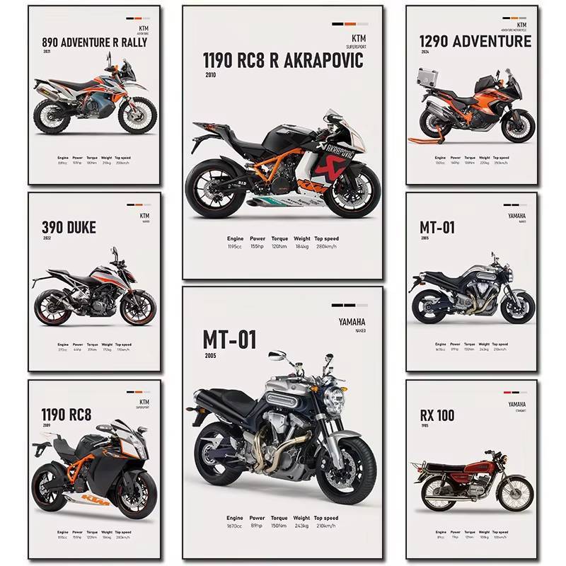 Poster xe máy KTM Yamaha | Thương Hiệu Thời Trang Thoáng Mát In Canvas Nghệ Thuật Nhà Phòng Khách Phòng Ngủ Trang Trí Tường Hiện Đại Trang Trí Không Khung