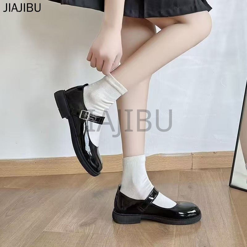 Size 34-45 Giày Học Sinh Kiểu Anh Mũi Tròn Đế Dày Chống Trơn Trượt Màu Đen Dành Cho Nữ Sinh 44 Giày Nữ Cỡ Lớn Chất Lượng Cao 43 Korean Fashion Casual Mary Jane Shoes 42 Giày Bệt Phong Cách Nhật Bản JK Lolita 41