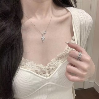 Vòng cổ ngôi sao bạc lấp lánh với kim cương hình chữ Y, thiết kế sang trọng, phù hợp cho người phụ nữ và cô gái ngọt ngào.