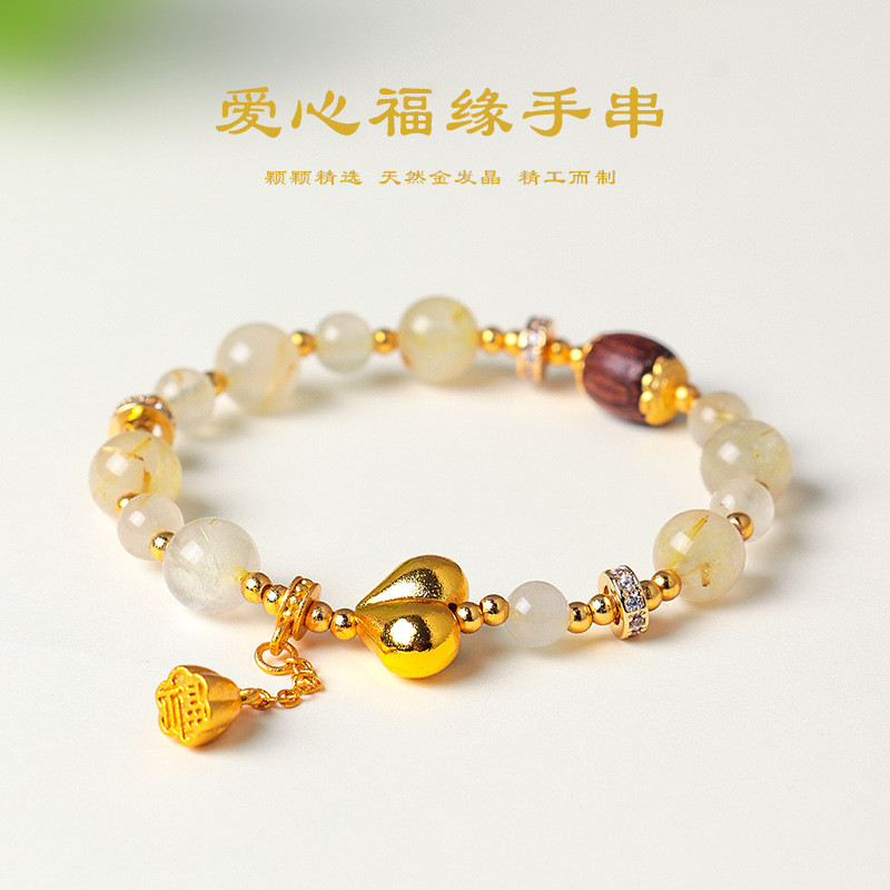 Vòng tay đính cườm may mắn pha lê tự nhiên