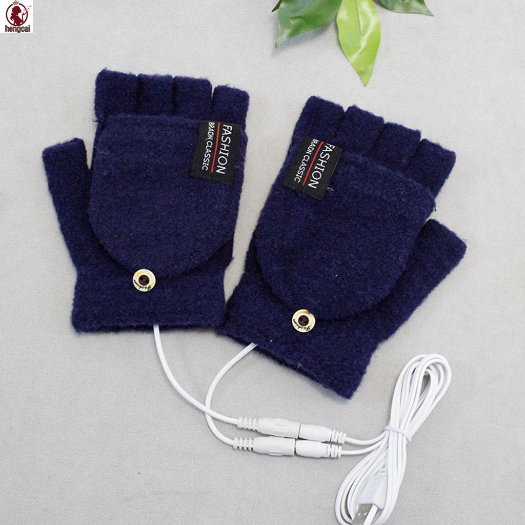 Găng tay sưởi ấm USB cho mùa đông, phù hợp với màn hình chạm, có nắp lật và sưởi ấm một mặt
