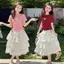 Áo thun ngắn tay mỏng bé gái Mùa hè Phong cách mới Trẻ em bướm dây rút Slim-fit Top