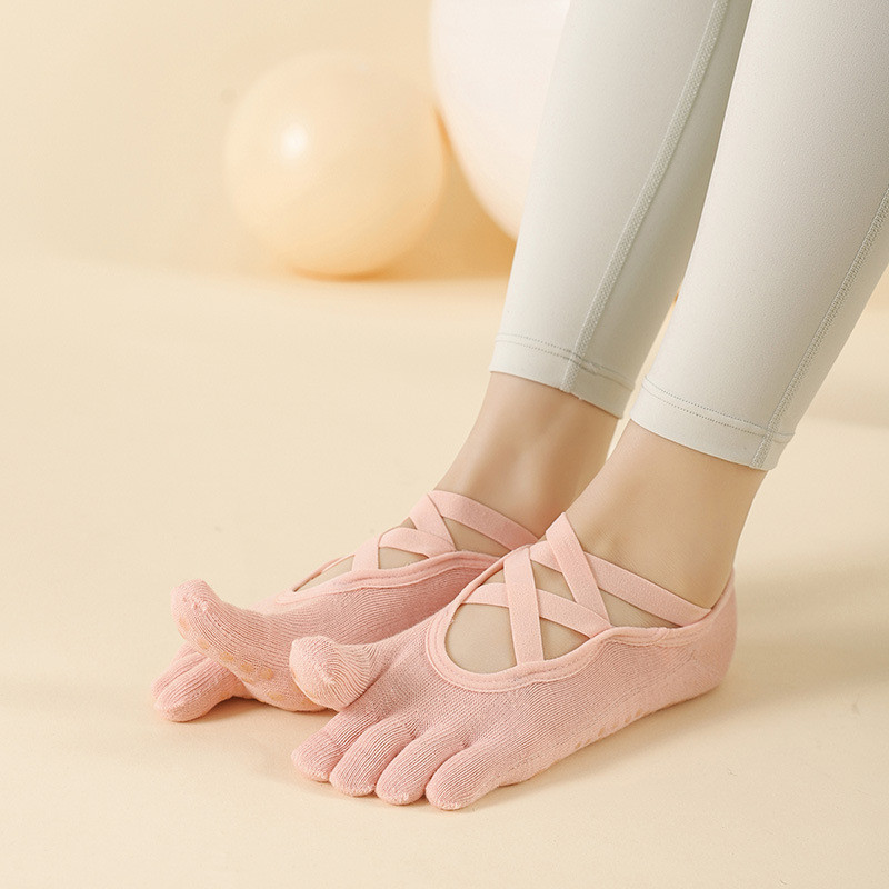 Phụ Nữ Chống Trơn Trượt Cross Thể Thao Tất Năm Ngón Chân Nữ Thể Thao Yoga Pilates 5 Ngón Tất