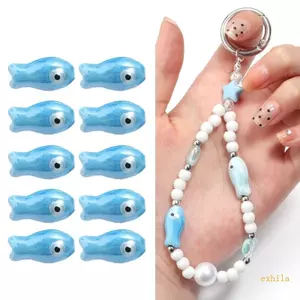 Exhila Gói 10 Nhiều Màu Sắc Retro Gốm Cá Hạt Handmade Miếng Đệm Charm Cho DIY Vòng Tay Trang Sức Thủ Công Phụ Kiện