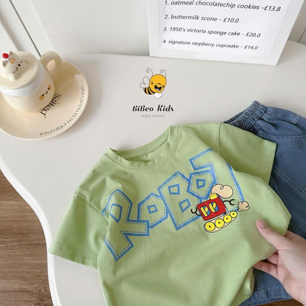 [BiBeo Kids]Bộ quần áo cộc tay ROBOT TINH NGHỊCH quần Bò áo chất COTTON 4 chiều siêu co giãn