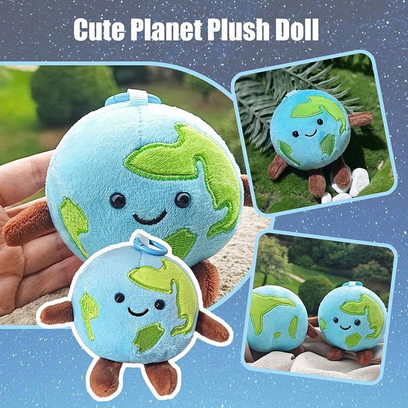 Hoạt Hình Dễ Thương Mô Phỏng Trái Đất Sang Trọng Búp Bê Móc Khóa Mặt Dây Chuyền Sáng Tạo Vui Nhộn Ba Lô Trang Trí Chìa Khóa Đồ Chơi Quà Tặng Sinh Nhật Cho Trẻ Em