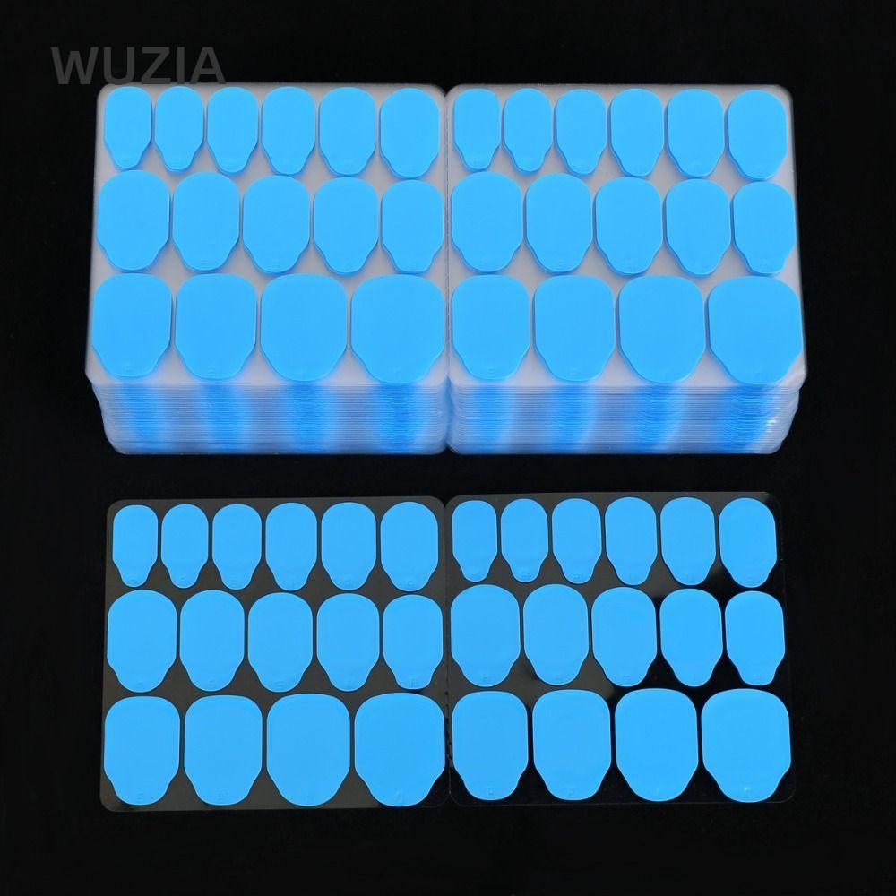 Miếng Dán Móng Tay Gel WUZIA, Mỏng Không Có Dư Lượng Miếng Dán Tay Thạch Vuông Xanh, Miếng Dán Gel Tay Đa Năng Trong Suốt Cho Móng Giả