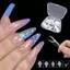< Honeyba > 60 Miếng đệm silicon mềm có thể tái sử dụng Stencil Pháp Stencil Nail Art Extension Duet System Hình thức kép Công cụ xây dựng móng tay Pháp Đẹp