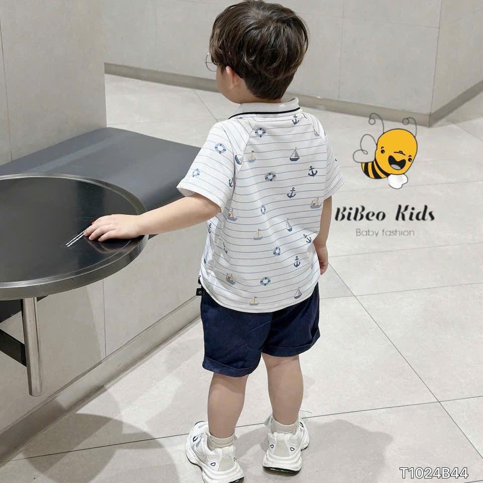 Bộ quần áo POLO HỌA TIẾT KẺ cho bé trai , Quần áo chất COTTON mềm thoải mái cho bé