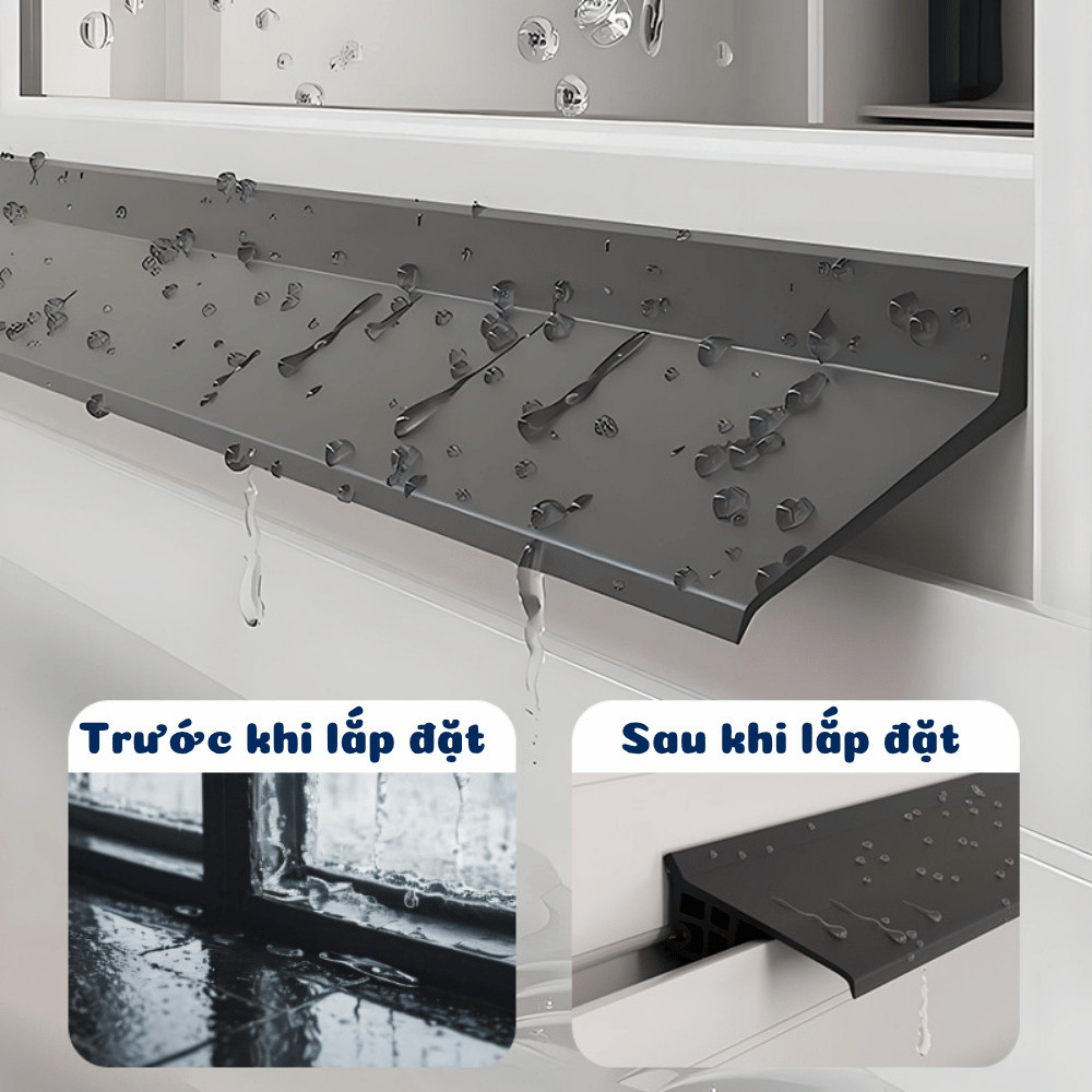 Tấm Chắn Nước Mưa Cửa Sổ Silicone Tự Dính, Dải Chống Thấm Khe Cửa, Chống Dột Mùa Mưa, Dễ Lắp Đặt