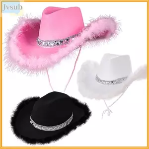 JVSUB Bò Cô Gái Mũ Nữ Ngộ nghĩnh Cao Bồi Phụ Kiện Trang Phục Đảng Hiệu Suất Sequin Bò Cô Gái Mũ