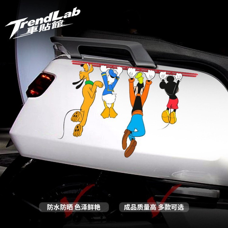 Mickey Minnie Xe Miếng Dán Chuột Mickey Vịt Donald Phía Sau Miếng Dán Hoạt Hình Độc Đáo Sáng Tạo Xe Hơi Miếng Dán Trầy Xước