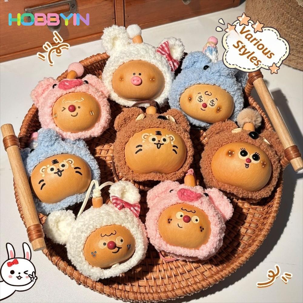 HOBBYIN Mặt dây chuyền bầu HOBBYIN, Chất liệu tự nhiên Móc khóa dễ thương thủ công, Túi mặt dây chuyền gấu sang trọng giảm căng thẳng hoạt hình