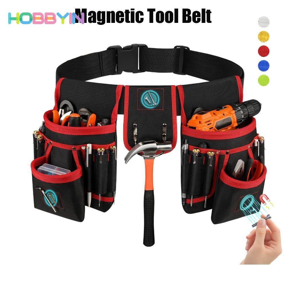 Đai dụng cụ từ tính HOBBYIN, 26 túi Túi đựng dụng cụ có thể tháo rời, Túi đựng nam châm có thể điều chỉnh bằng vải công nghiệp chuyên nghiệp