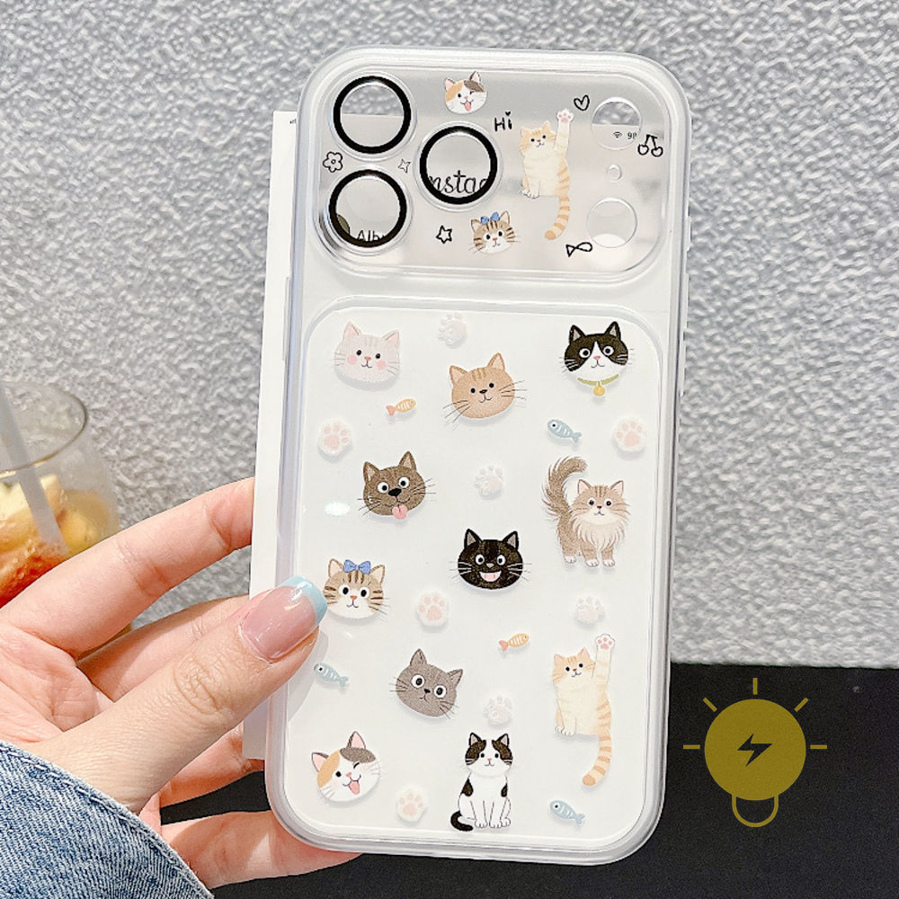 Phone Case For iPhone 17 Pro Max 16 15 14 Cute TPU Cartoon Keychain Chain Cat Aesthetic Korean Cute