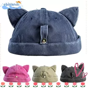 Mũ vành tai mèo EBINLANDS, Mũ beanie rửa nước màu trơn, Mũ beanie chống nắng dễ thương Mũ beanie có thể điều chỉnh