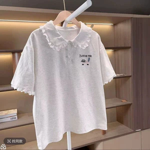Bé Gái Tay Ngắn Áo Sơ Mi polo Mùa Hè Phong Cách Mới Trẻ Em Ren Khâu Ngọt Ngào