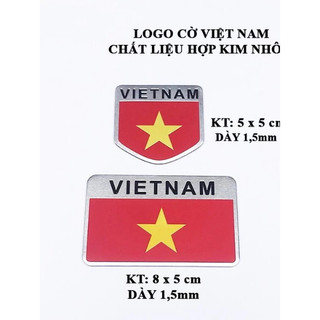 Tem nhôm cờ Việt Nam dán trang trí xe ô tô, xe máy, dán trang trí decor chất liệu hợp kim nhôm.