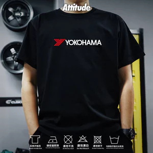Áo thun nam 200GSM chất lượng cao Tay ngắn cổ tròn Thái độ YOKOHAMA Nhật Bản JDM sửa đổi kích thước xe XS-3XL