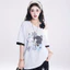 Ngọt Ngào Phong Cách Nhà Mèo Con In Hình xiên Vai Ngắn Tay Áo Thun Nữ Thiết Kế Giảm Tuổi Áo Thun Rời Thường Ngày Top 5.19