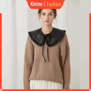 KIN Nữ Giả Da Đen Cổ Giả Khăn Choàng Phong Cách Hàn Quốc Vintage Cho Búp Bê Xù Vòng Cổ Đeo Vai Bọc Decora