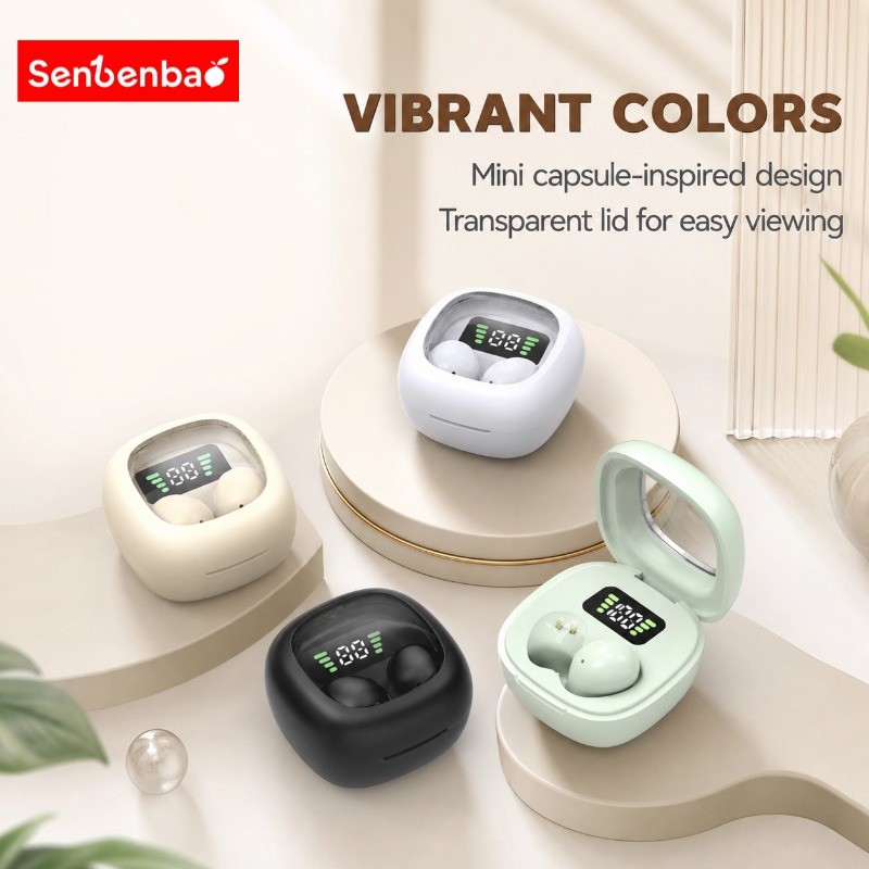 Tai nghe Senbenbao Y19 Tai nghe vô hình có đèn LED mạ điện cao cấp Đèn khí quyển chống nước 5 cấp ENC Mic & Bluetooth 6.0