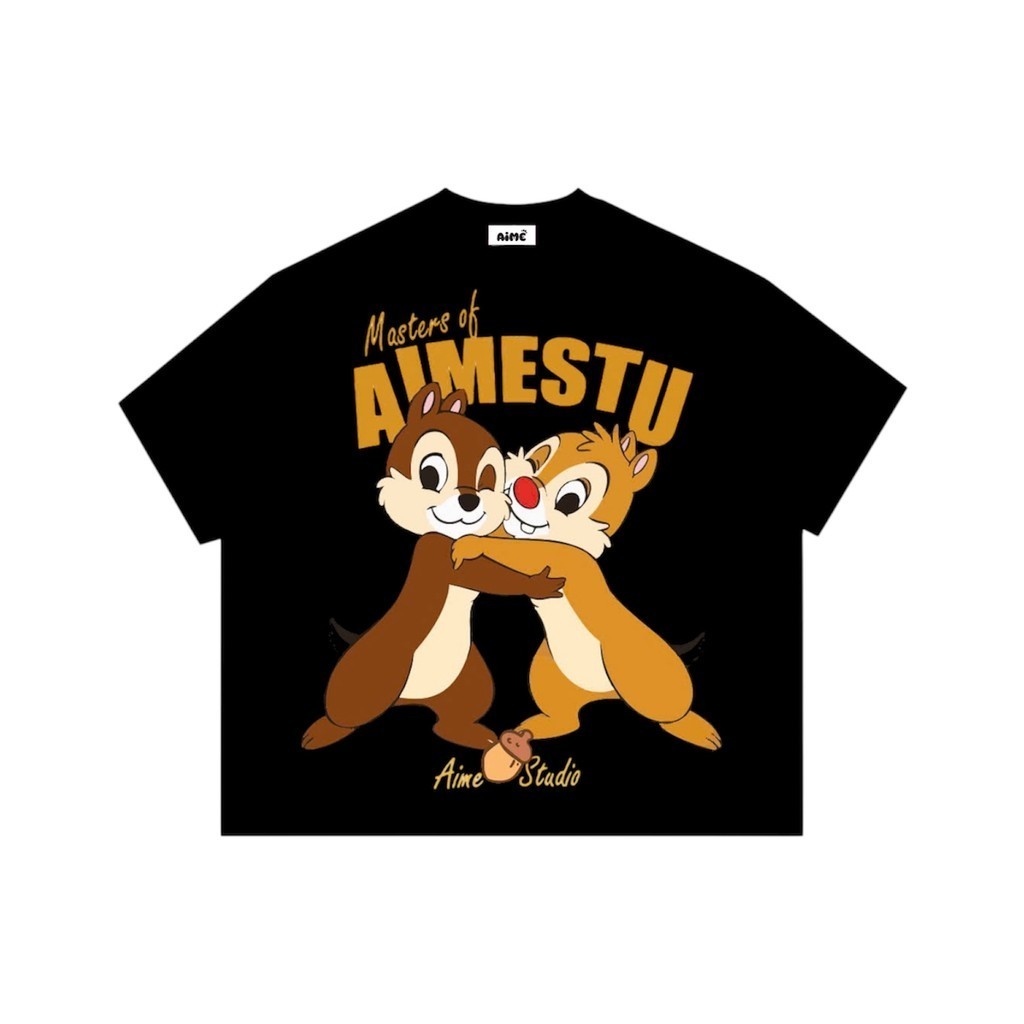 （Giao hàng 24h）Angela Áo Thun Nam Nữ Form Rộng Tay Ngắn Cotton Cổ TrònHoạt Hình "SÓC CHIP DALE" Hot Trend Local Brand
